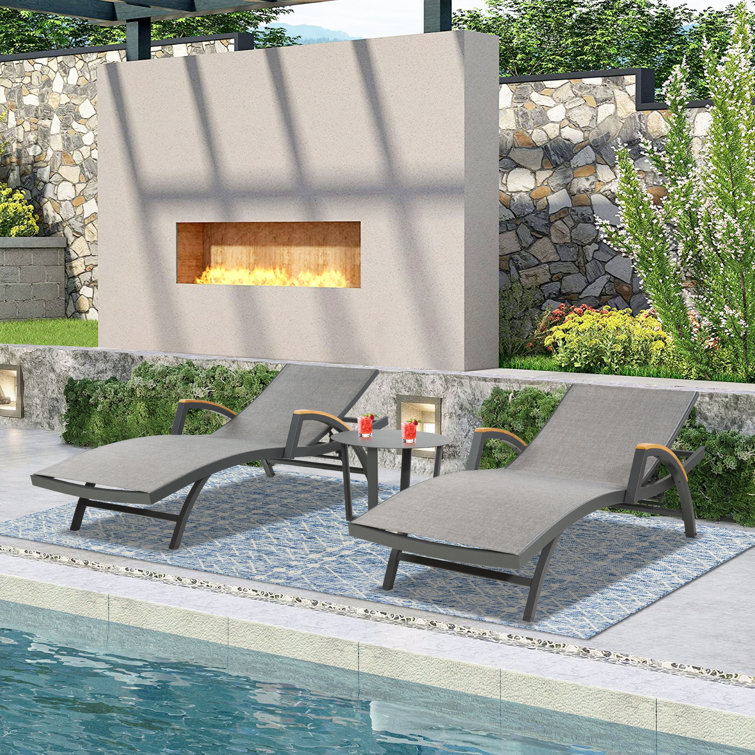 Peak Home Furnishings Patio Aluminum Chaise Lounge Chairs With